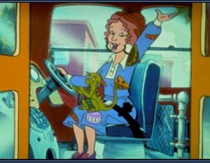 Frizzle behind the wheel 