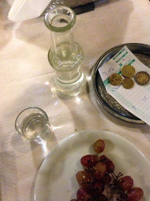 A shot of Raki after a meal in Greece 
